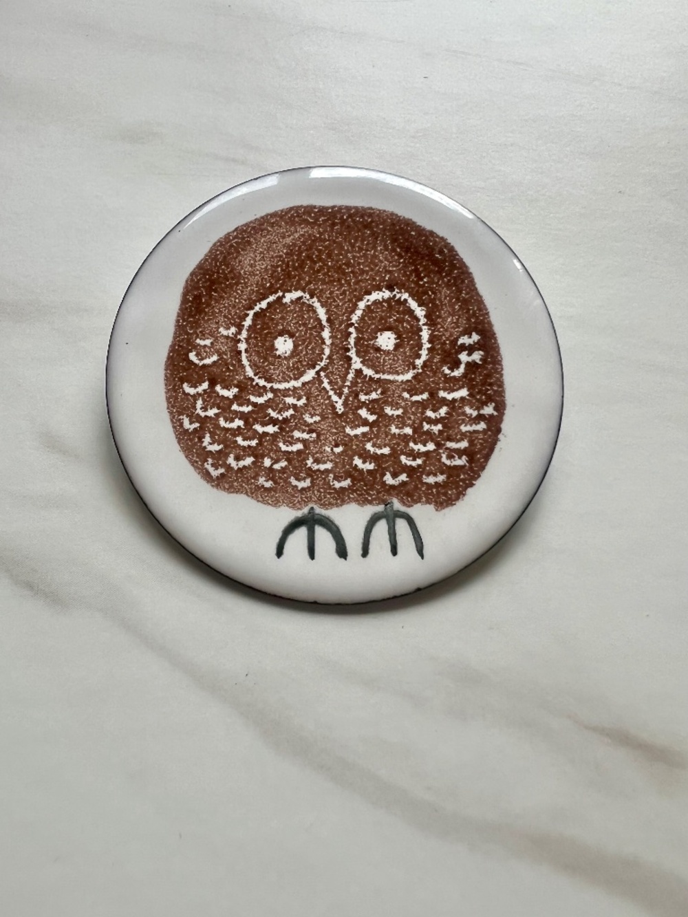 Vintage Owl Brooch Handmade Merrifield Canada Enamel on Copper